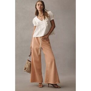 Anthropologie Pilcro Adi Mid-Rise Relaxed Flare Pants Pull On Peach Size M
